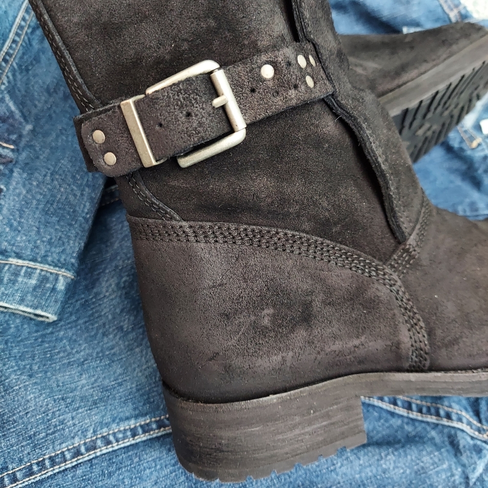 Diesel Oiled Suede/Leather Moto Boots - Picture 5 of 16